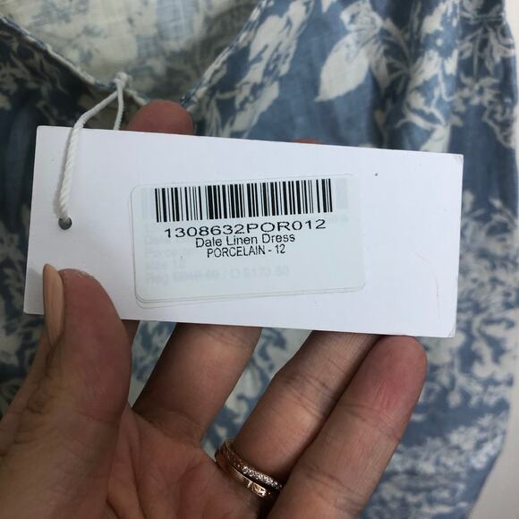 Reformation Dale Linen Dress Strap Open Back Midi Porcelain Floral Print 12 NWT - Picture 3 of 9